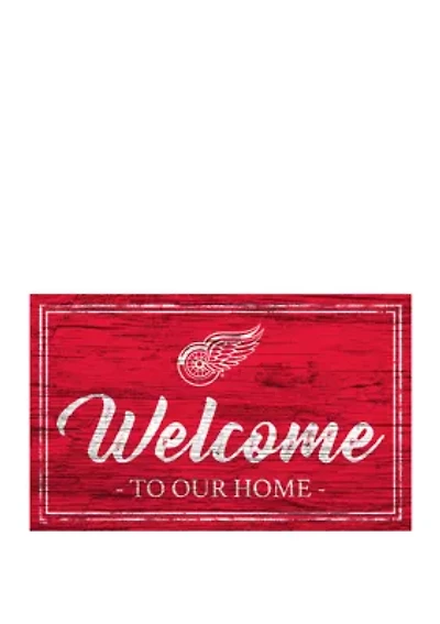 NHL Detroit Red Wings 11 in x 19 in Team Color Welcome Sign