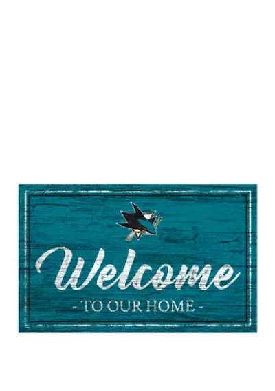 NHL San Jose Sharks 11 in x 19 in Team Color Welcome Sign