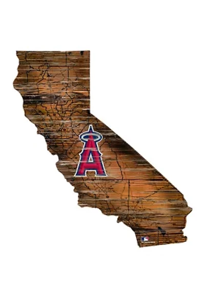MLB Los Angeles Angels  24in. Distressed State w/Logo Sign