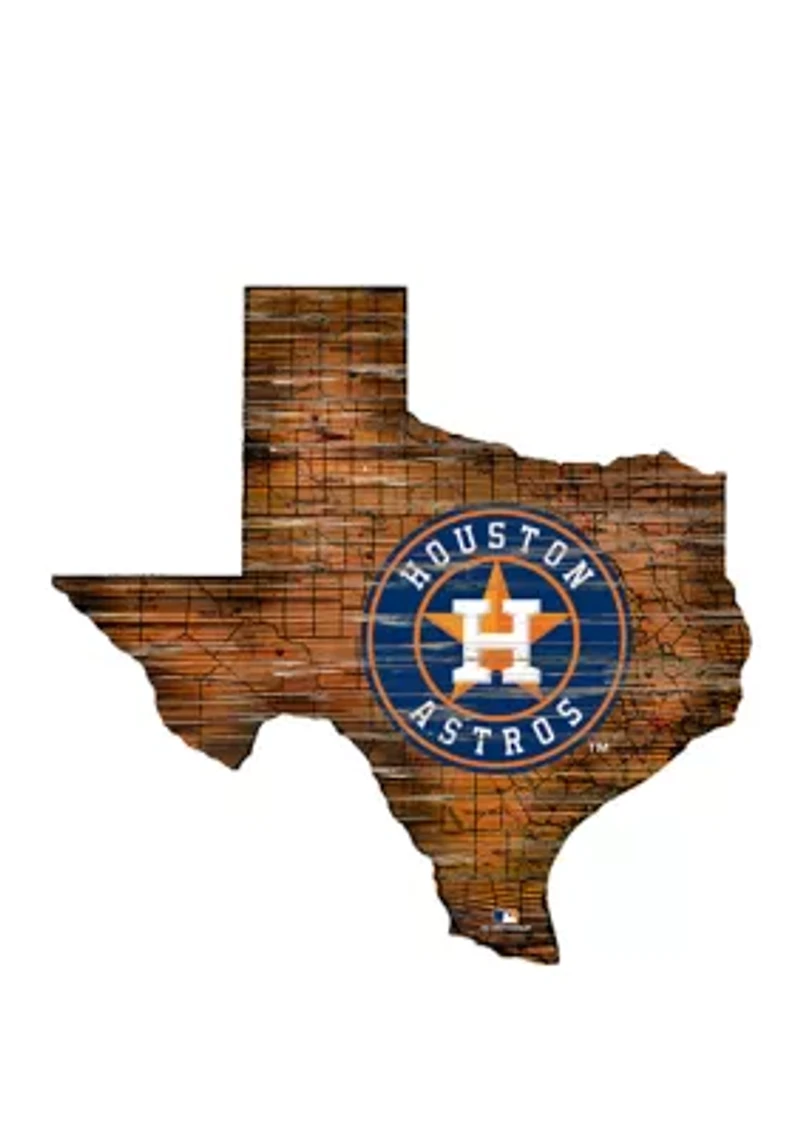MLB Houston Astros 24in. Distressed State w/Logo Sign