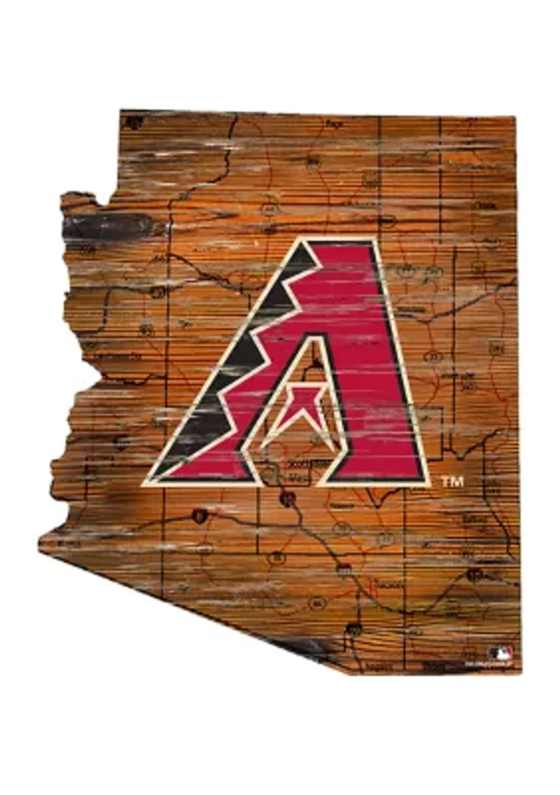 MLB Arizona Diamondbacks 24in. Distressed State w/Logo Sign
