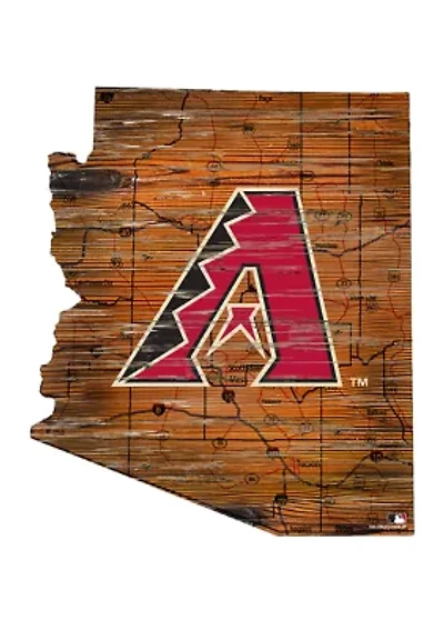 MLB Arizona Diamondbacks 24in. Distressed State w/Logo Sign