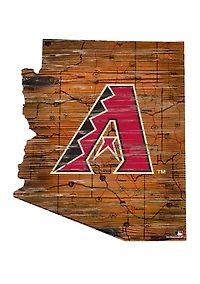 MLB Arizona Diamondbacks 24in. Distressed State w/Logo Sign