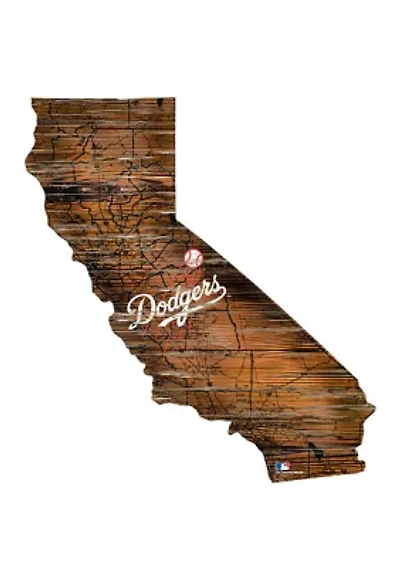 MLB Los Angeles Dodgers 24in. Distressed State w/Logo Sign