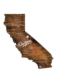 MLB Los Angeles Dodgers 24in. Distressed State w/Logo Sign