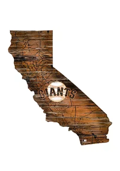 MLB San Francisco Giants 24in. Distressed State w/Logo Sign