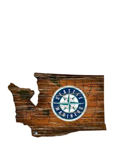 MLB Seattle Mariners 24in. Distressed State w/Logo Sign