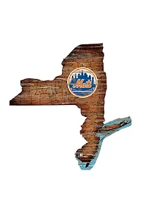 MLB New York Mets 24in. Distressed State w/Logo Sign