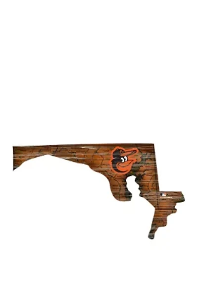 MLB Baltimore Orioles 24in. Distressed State w/Logo Sign