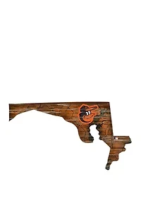 MLB Baltimore Orioles 24in. Distressed State w/Logo Sign