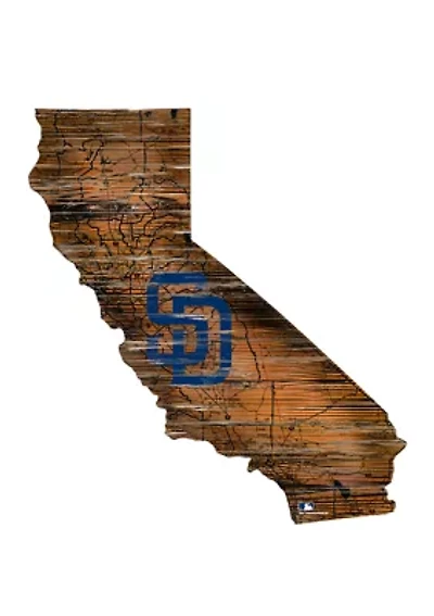 MLB San Diego Padres 24in. Distressed State w/Logo Sign