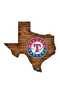 MLB Texas Rangers 24in. Distressed State w/Logo Sign