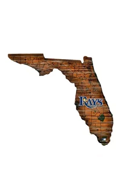 MLB Tampa Bay Rays 24in. Distressed State w/Logo Sign