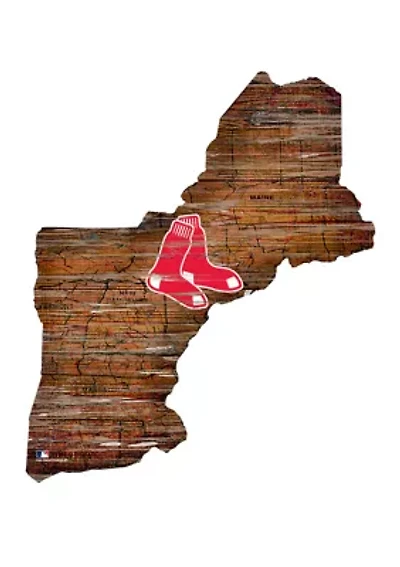 MLB Boston Red Sox 24in. Distressed State w/Logo Sign