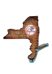 MLB New York Yankees 24in. Distressed State w/Logo Sign