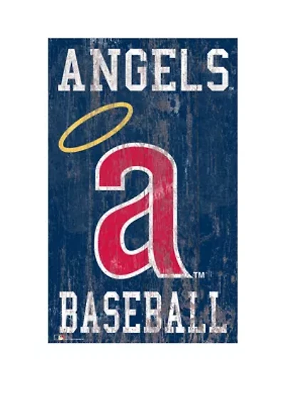 MLB Los Angeles Angels 11 in x 19 in Heritage Distressed Logo Sign