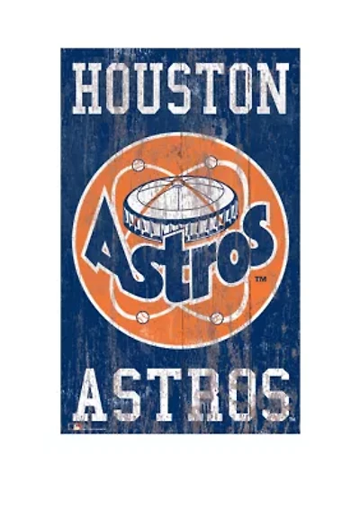 MLB Houston Astros 11 in x 19 in Heritage Distressed Logo Sign