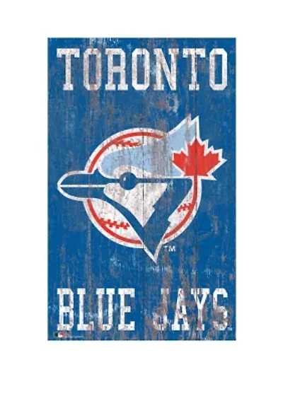 MLB Toronto Blue Jays 11 in x 19 in Heritage Distressed Logo Sign