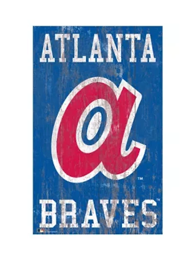 MLB Atlanta Braves 11 in x 19 in Heritage Distressed Logo Sign