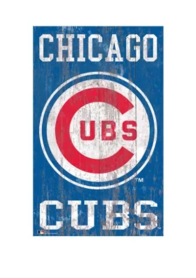 MLB Chicago Cubs  11 in x 19 in Heritage Distressed Logo Sign