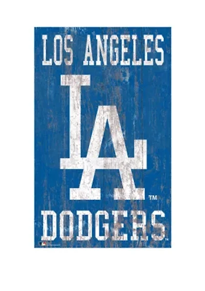 MLB Los Angeles Dodgers 11 in x 19 in Heritage Distressed Logo Sign
