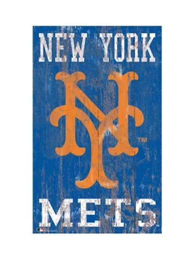 MLB New York Mets 11 in x 19 in Heritage Distressed Logo Sign
