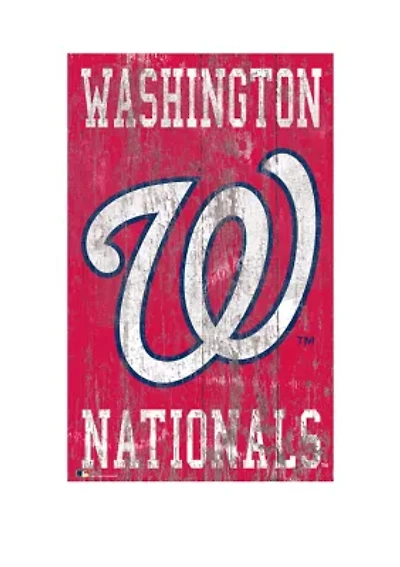 MLB Washington Nationals 11 in x 19 in Heritage Distressed Logo Sign