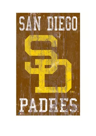 MLB San Diego Padres 11 in x 19 in Heritage Distressed Logo Sign