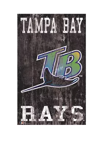 MLB Tampa Bay Rays 11 in x 19 in Heritage Distressed Logo Sign