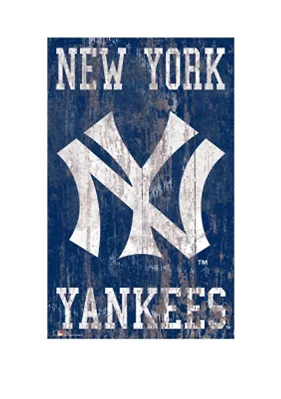 MLB New York Yankees 11 in x 19 in Heritage Distressed Logo Sign