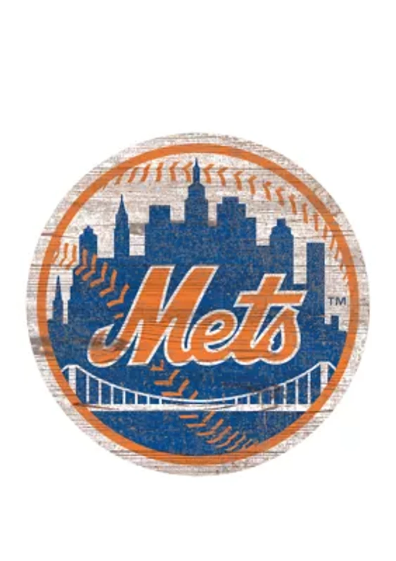 MLB New York Mets Distressed Logo Cutout Sign