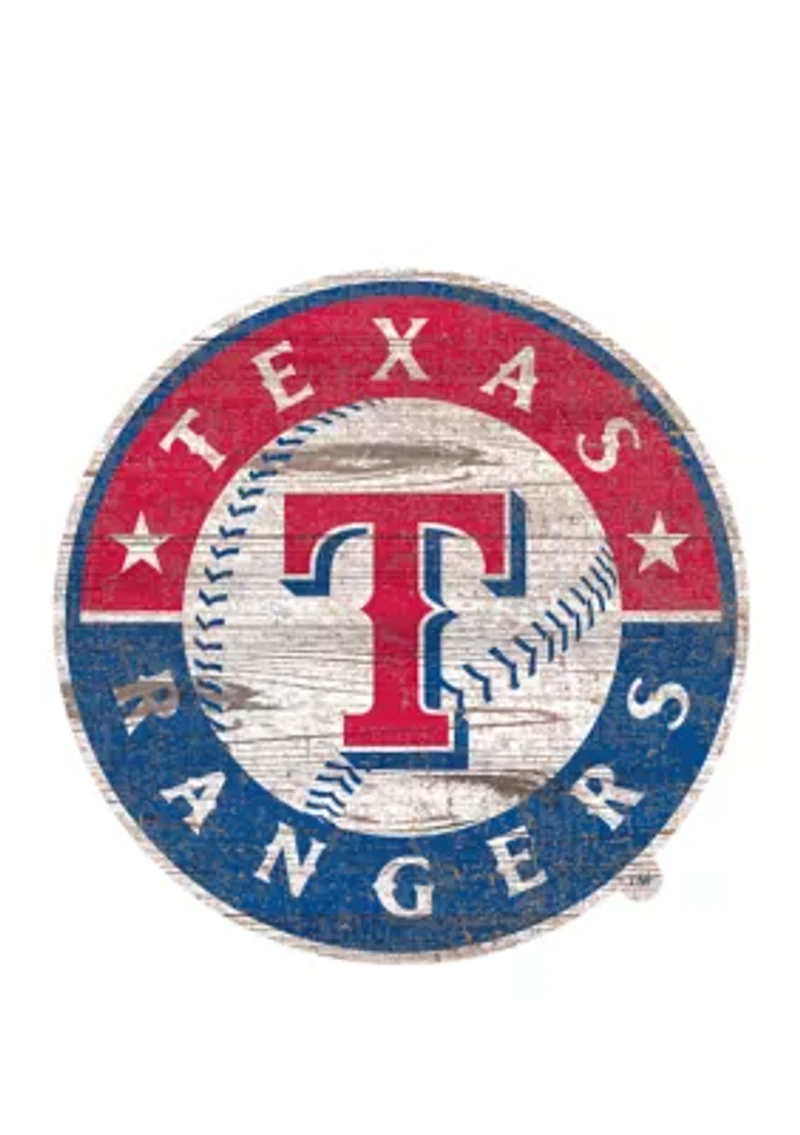 MLB Texas Rangers Distressed Logo Cutout Sign