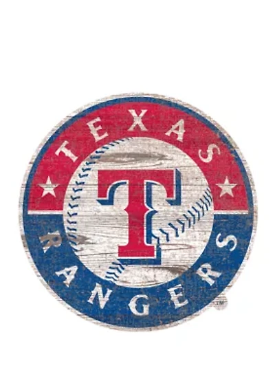 MLB Texas Rangers Distressed Logo Cutout Sign