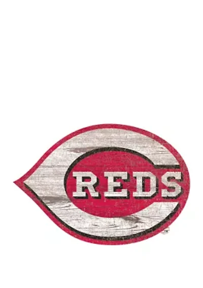 MLB Cincinnati Reds Distressed Logo Cutout Sign