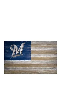 MLB Milwaukee Brewers 11 in x 19 in Distressed Flag Sign
