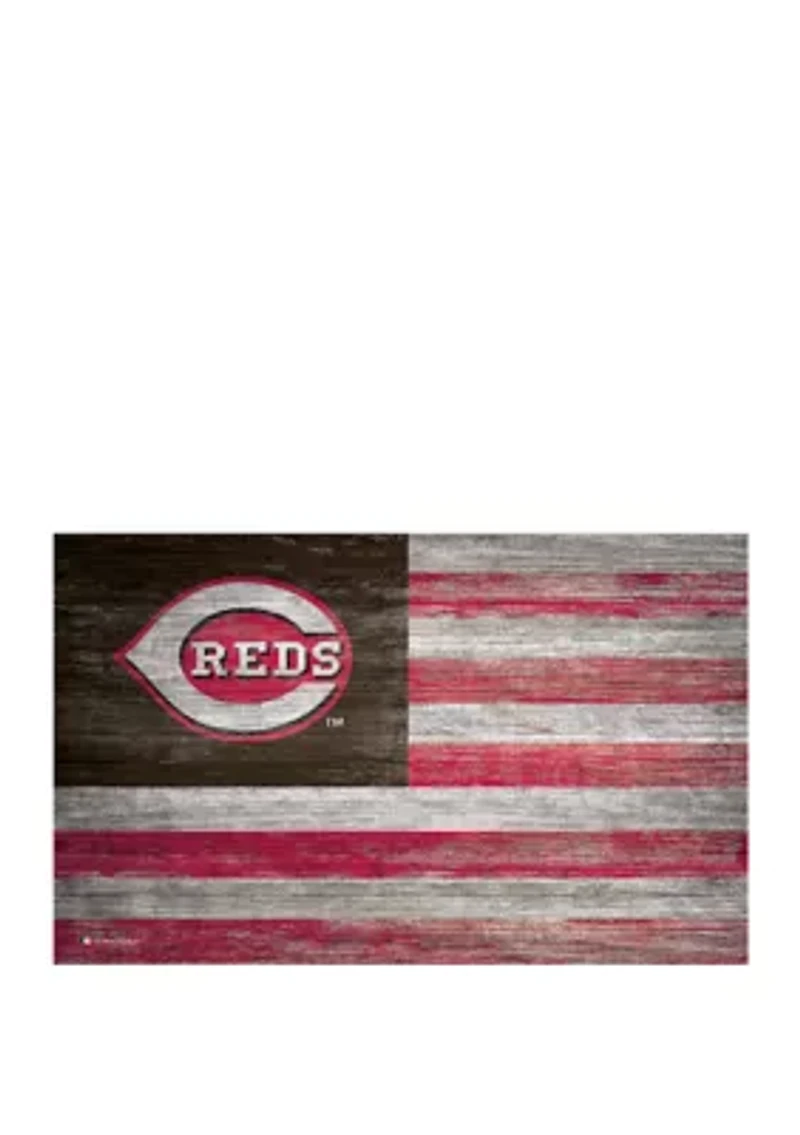 MLB Cincinnati Reds 11 in x 19 in Distressed Flag