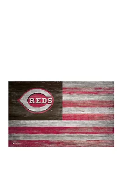 MLB Cincinnati Reds 11 in x 19 in Distressed Flag