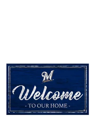 MLB Milwaukee Brewers 11 in x 19 in Team Color Welcome Sign