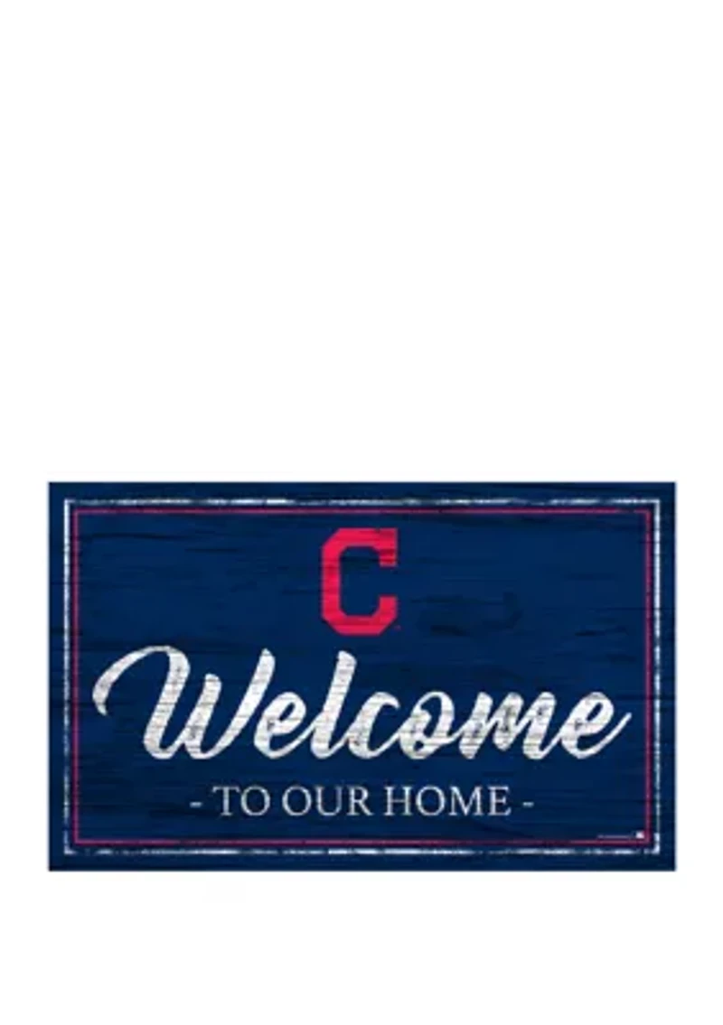 MLB Cleveland Indians 11 in x 19 in Team Color Welcome Sign
