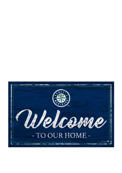 MLB Seattle Mariners 11 in x 19 in Team Color Welcome Sign