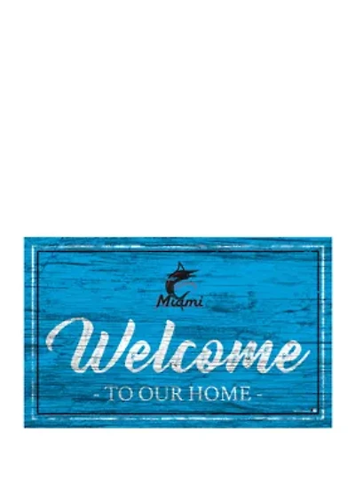 MLB Miami Marlins 11 in x 19 in Team Color Welcome Sign