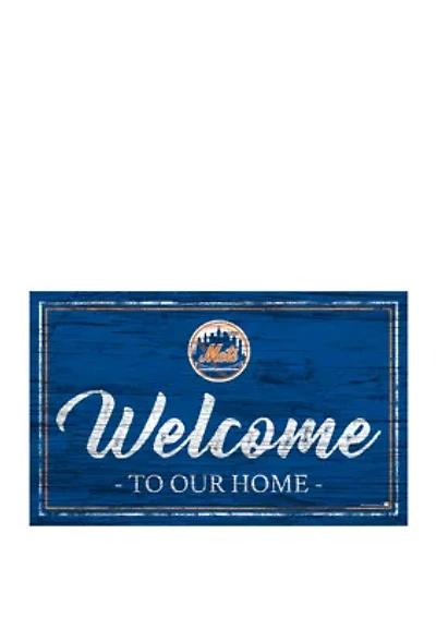 MLB New York Mets 11 in x 19 in Team Color Welcome Sign
