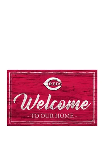 MLB Cincinnati Reds 11 in x 19 in Team Color Welcome Sign