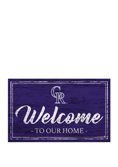 MLB Colorado Rockies 11 in x 19 in Team Color Welcome Sign