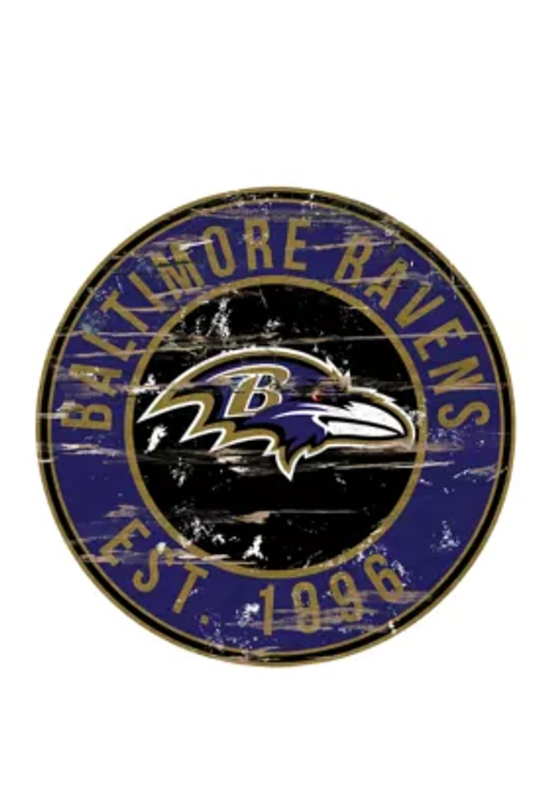 NFL Baltimore Ravens Round Distressed Sign