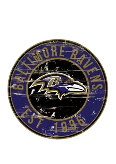 NFL Baltimore Ravens Round Distressed Sign