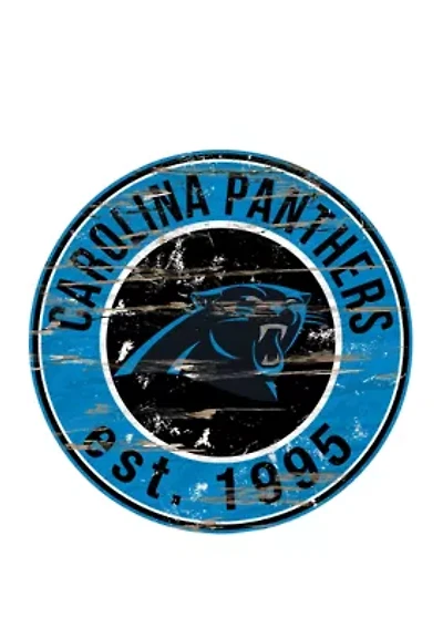 NFL Carolina Panthers Round Distressed Sign