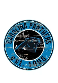 NFL Carolina Panthers Round Distressed Sign