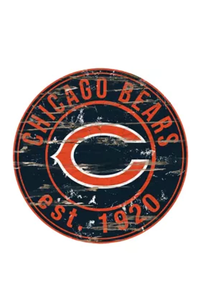 NFL Chicago Bears Round Distressed Sign