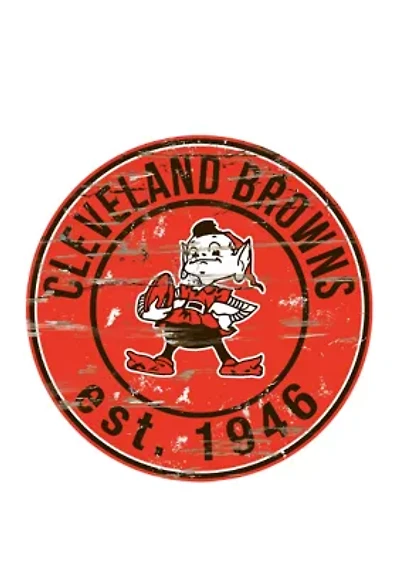 NFL Cleveland Browns 24 Inch Round Distressed Sign